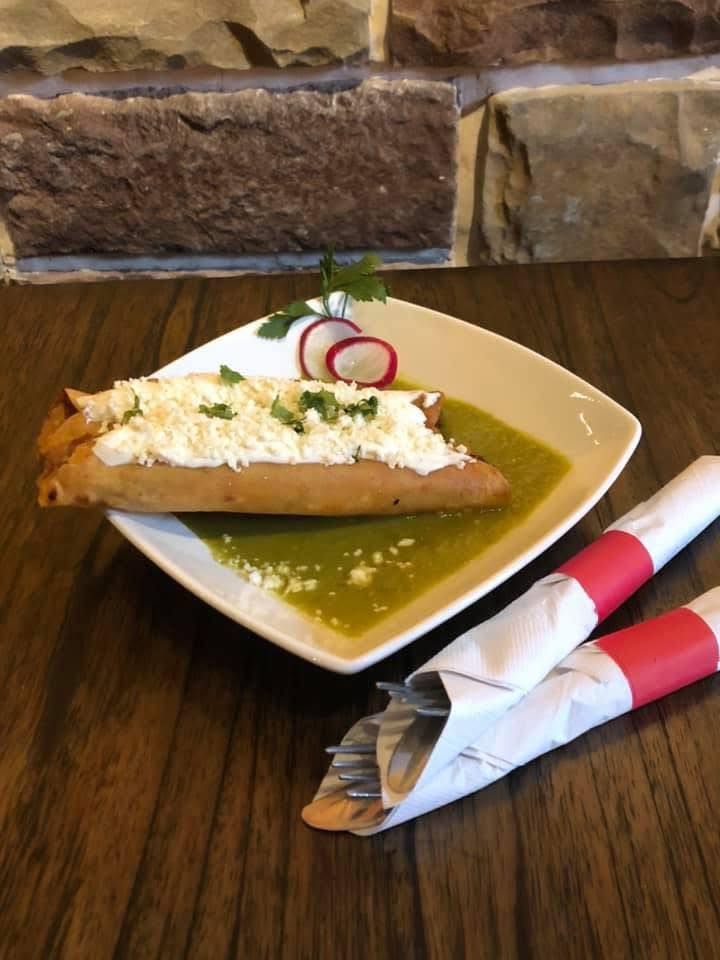 Enchiladas with rice and beans